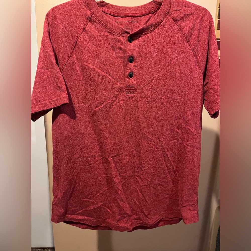 American Eagle Outfitters Red Button-Up Shirt
